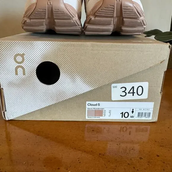 On Running Cloud 5 Sand Rosebrown Women’s 10 Sneakers - Picture 4 of 10